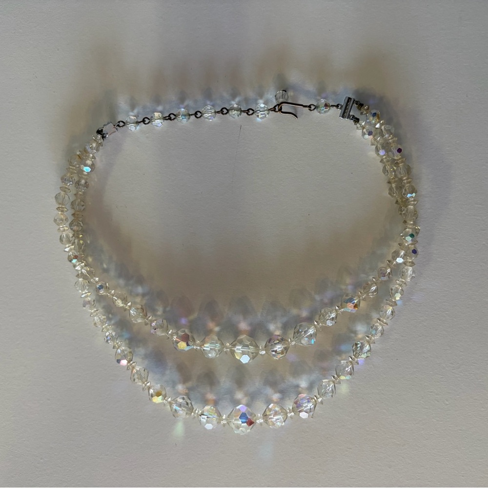Aurora Borealis Crystal Two-Strand Choker Necklace (1950s) Vintage